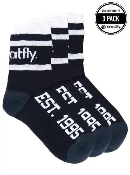 Unisex ponožky meatfly long triple pack černá l