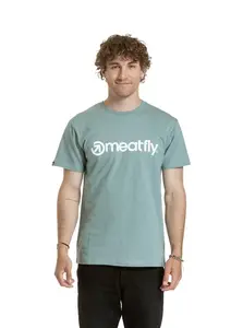 Meatfly pánské tričko MF Logo Dusty Mint | Modrá | Velikost M | 100% bavlna