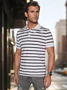 Pánská polo košile v bílé barvě s proužky