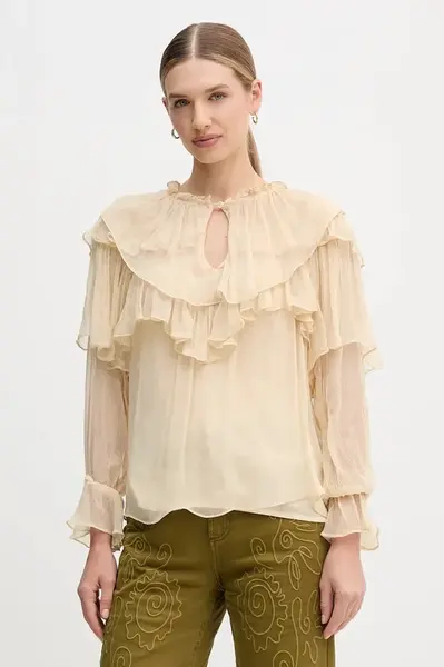 Halenka Hoss Intropia dámská, béžová barva, hladká, 6282680