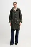 Voskovaná parka Barbour MARCY zelená barva, přechodná, oversize, LWX1456