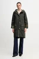 Voskovaná parka Barbour MARCY zelená barva, přechodná, oversize, LWX1456