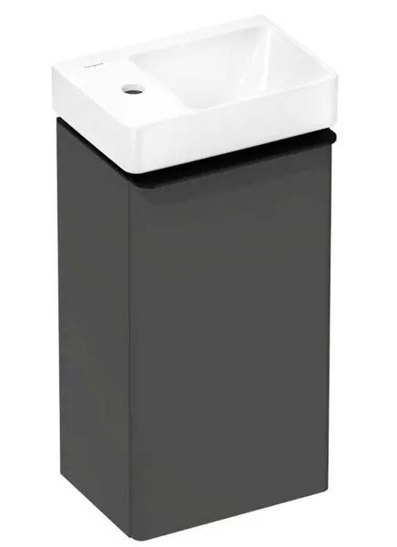 Hansgrohe Xelu Q - Skrinka s umývadielkom, 63x34x27 cm, 1 dvierka, pánty vľavo, matná sivá/matná čierna 54363670