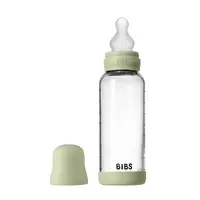 BIBS antikoliková sklenená fľaša so silikónovým cumlíkom 240ml - Sage