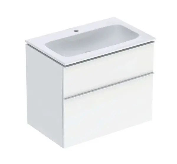 Geberit iCon - Skříňka s umyvadlem, 75x48x63 cm, 2 zásuvky, lesklá bílá 502.336.01.1