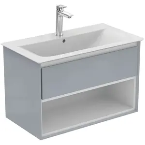Ideal Standard Connect Air - Skrinka pod umývadlo, 80x44x52 cm, lesklá svetlosivá/biela mat E0827EQ