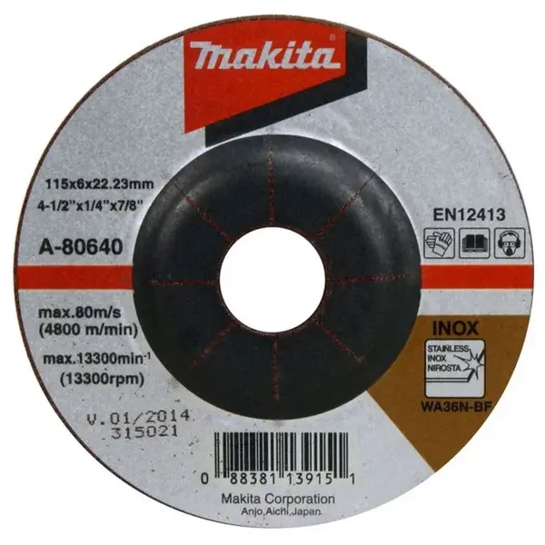 Makita Príslušenstvo - Brúsny kotúč na nehrdzavejúcu oceľ 115x22,2 mm A-80640