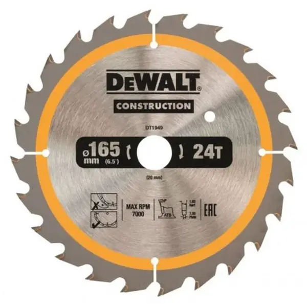 DeWALT Príslušenstvo - Pílový kotúč 165x20 mm, 24 zubov DT1949