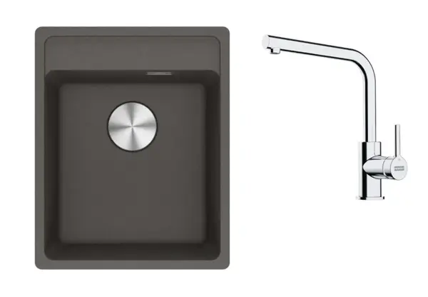 Franke Sety - Kuchynský set G253ŠB, fragranitový drez MRG 610-37 RTL a batéria FS 3230.031, šedá bridlica/chróm 114.0720.170