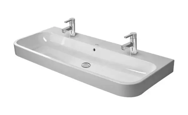 Duravit Happy D.2 - Dvojumývadlo, 120x51 cm, s prepadom, 2 otvory na batérie, biela 2318120024