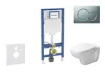 Geberit Duofix - Set předstěnové instalace, klozetu D-Code a sedátka softclose, tlačítko Sigma01, matný chrom SANI11CP2102