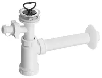 Bruckner Příslušenství - Umyvadlový sifon s odbočkou 1 1/4, výpusť a zátka, odpad 40 mm, bílá 151.114.0