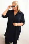 Kesi Włoski Dámska košelová sukňa Plus Size s dlhším zadným dielom a ohrnutým rukávom granátová