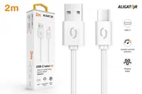 Datový kabel ALIGATOR 2A, USB-C, 2m, bílá