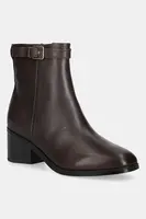 Kožené členkové topánky Tommy Hilfiger TH BUCKLE RIDING MID HEEL BOOTIE