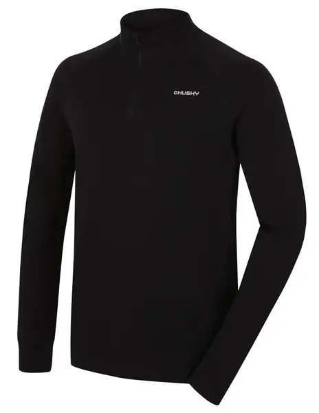 Husky  Aron Zips M black, L Pánska merino mikina