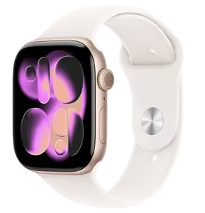 APPLE Watch 11 GPS + Cellular 42mm růžově zlatý hliník - světle ruměný sportovní řemínek - M/L