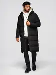 Ombre Men's classic long hooded jacket - black