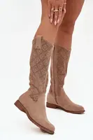 S. BARSKI Dámské kozačky s perforací na nízkém podpatku S.Barski