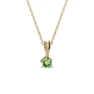 Zlatý náhrdelník stužka se zeleným diamantem KLENOTA
