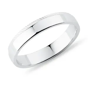 Pánský lesklý snubní prsten milgrif v bílém zlatě KLENOTA