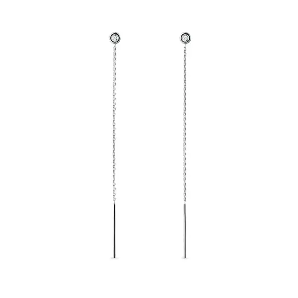 Dlouhé visací náušnice z bílého zlata KLENOTA