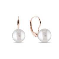 Perlové náušnice v růžovém zlatě KLENOTA