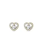 Diamantové náušnice srdce ze žlutého zlata KLENOTA