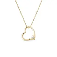 Náhrdelník ze žlutého zlata ve tvaru srdce s diamantem KLENOTA