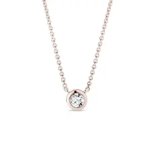 Bezel náhrdelník z růžového zlata s diamantem KLENOTA