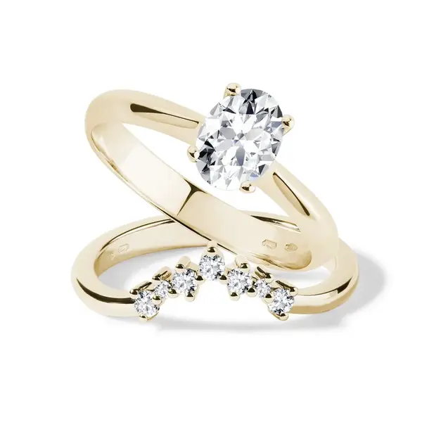 Sada zásnubního a snubního prstenu ve 14k zlatě KLENOTA