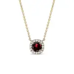 Náhrdelník zo žltého zlata s briliantmi a granátom KLENOTA