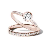 Zásnubná súprava bezel z ružového zlata KLENOTA