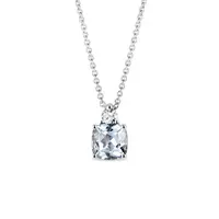 Náhrdelník z bieleho zlata s akvamarínom a diamantom KLENOTA