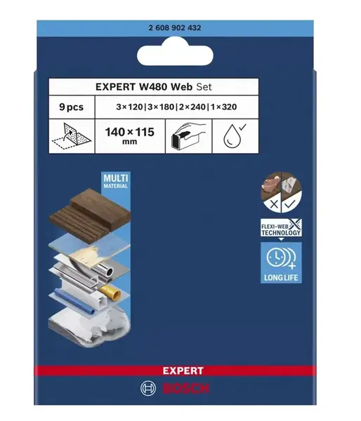 Bosch Příslušenství - Sada brusných papírů 115x140 mm, 9 ks 2608902432