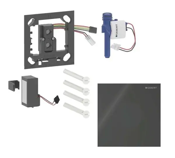 Geberit - Elektronické ovládání splachování pisoárů typ 40, bateriové napájení, Bluetooth, sklo/černá 116.034.SJ.1