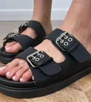 marka niezdefiniowana Black flip-flops with buckles on straps Klinet
