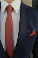 69641 Dewberry Mens Tie and Handkerchief Set-ORANGE