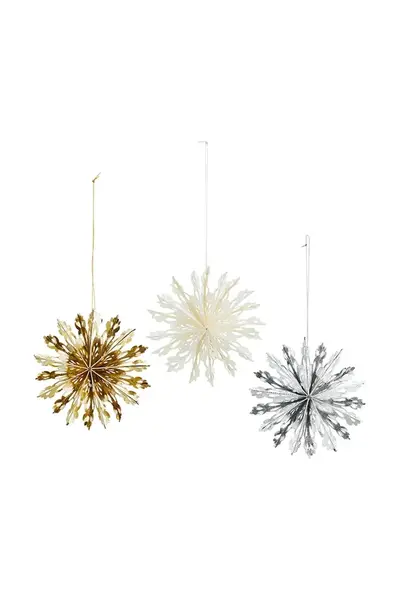 Závěsná vánoční dekorace Madam Stoltz 10 cm 3-pack