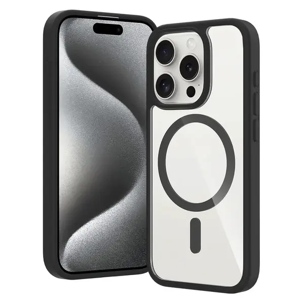 JP MagFit Clear MagSafe obal s N52 magnetem, iPhone 15 Pro, černý