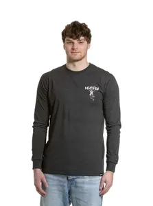 Meatfly pánské tričko s dlouhým rukávem Julien Charcoal Heather Skeleton | Šedá | Velikost L