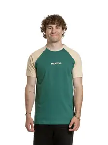 Meatfly pánské tričko Ozzy Raglan Forest Green / Sand | Písková | Velikost XL | 100% bavlna