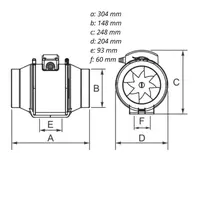 Ventilátor diagonální potrubní DVP HIDE 150 S, HACO