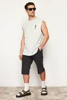 Trendyol antracitové bermudy s pravidelným pasem a cargo kapsami