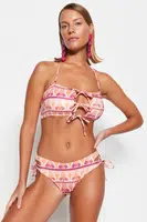 Trendyol Etnický Vzor Vázaný Normální Noha Bikiny Spodní Díl