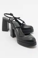 LuviShoes CAPE Černé Kožené Dámské Boty na Platformě s Podpatkem