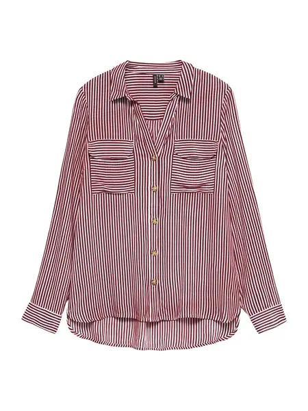VERO MODA Blúzka 'VMBUMPY'  vínovo červená / biela