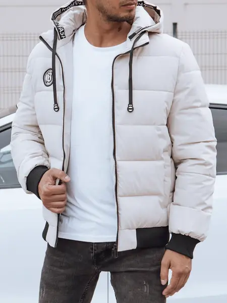 Pánská zimní bunda s kapucí bílá