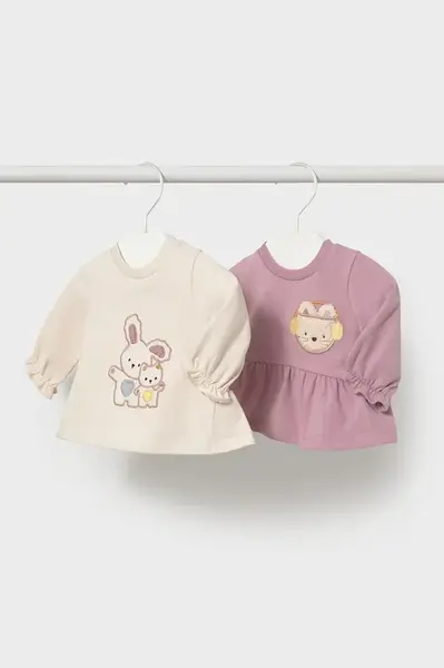 Mayoral Newborn  tričko s dlouhým rukávem kojenecké s bavlnou 2-pack
