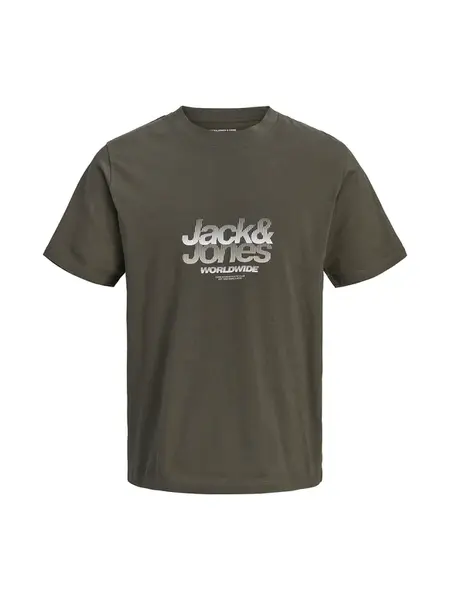 JACK & JONES Tričko 'JCOECHO'  jedľová / biela / šedobiela